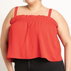 Eloquii Red Ruffle Sleeveless Crop Top